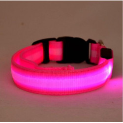 Optical fiber LED Safety pet collar USB charging pink medium (32-50cm)+pink pendant