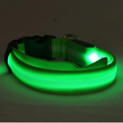 Optical fiber LED Safety pet collar USB charging green extra large (60-70cm)+green pendant