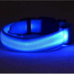 Optical fiber LED Safety pet collar USB charging blue extra large (60-70cm)+blue pendant