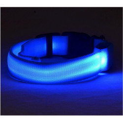 Optical fiber LED Safety pet collar USB charging blue medium (32-50cm)+blue pendant