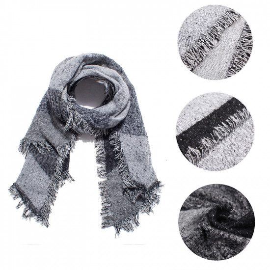 Fashion Fringe Plaid Scarf Winter Warm Cashmere-feel Long Pashmina Shawl Wrap