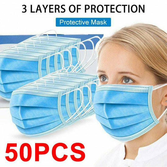 50PCS 3 layers Face Mask Protective Proof Mouth Mask Protection Mask wholesale