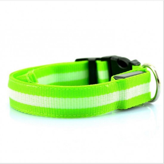 Optical fiber LED Safety pet collar USB charging green medium (32-50cm)+green pendant