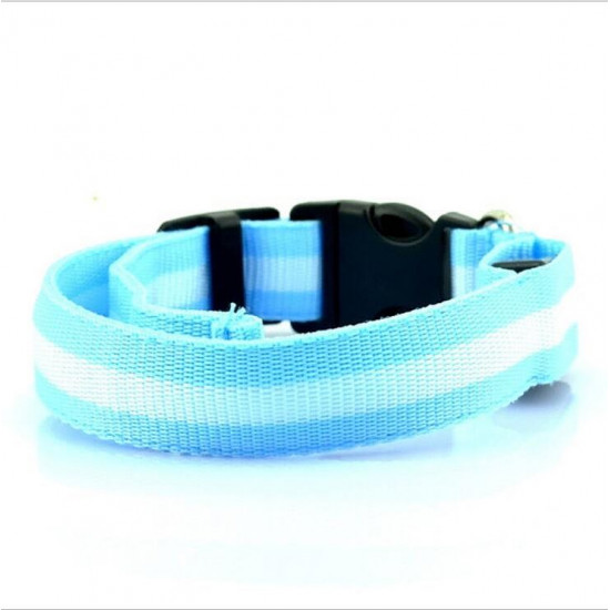 Optical fiber LED Safety pet collar USB charging blue medium (32-50cm)+blue pendant